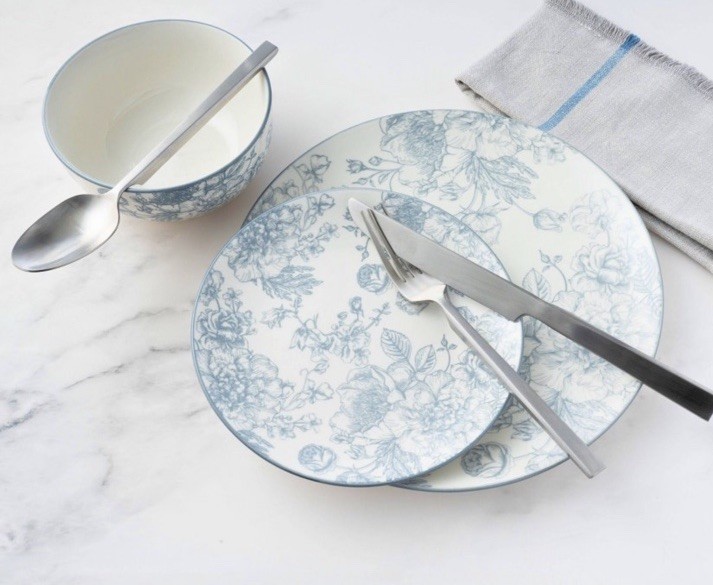 Godinger Silver 12pc Porcelain Banbury Dinnerware Set Gray - NEW In Box gallery
