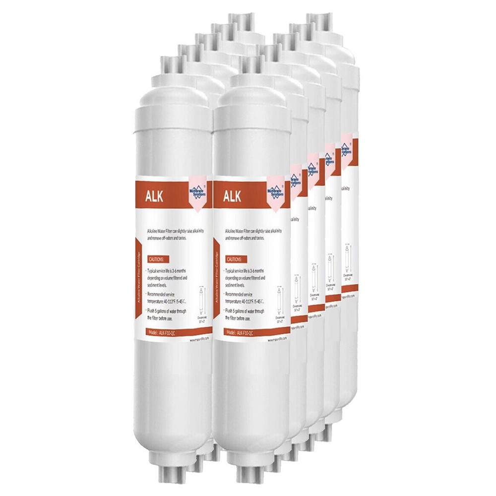 1-10 Pack Alkaline Water Filter pH+ Replacement 4-Layer 1/4" Quick Connect 10x2"