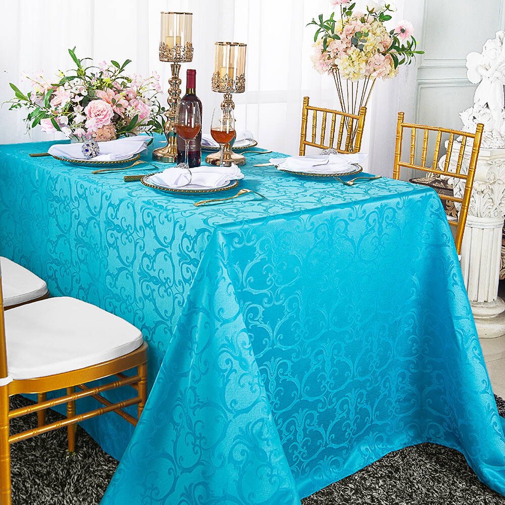 Wedding Linens Inc.72" x 120" Rectangular Damask Jacquard Polyester Tablecloths gallery