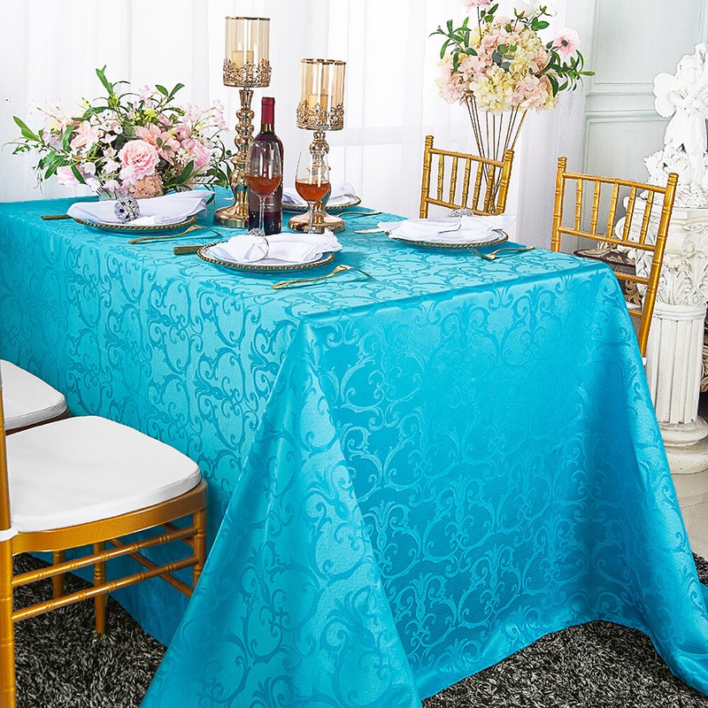 Wedding Linens Inc.72" x 120" Rectangular Damask Jacquard Polyester Tablecloths gallery
