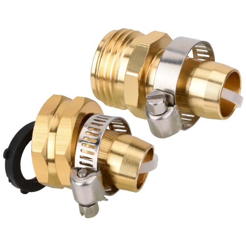 1/2" Garden Brass Mender End Repair Kit Hose Connector Male Female 0.59 Diameter gallery