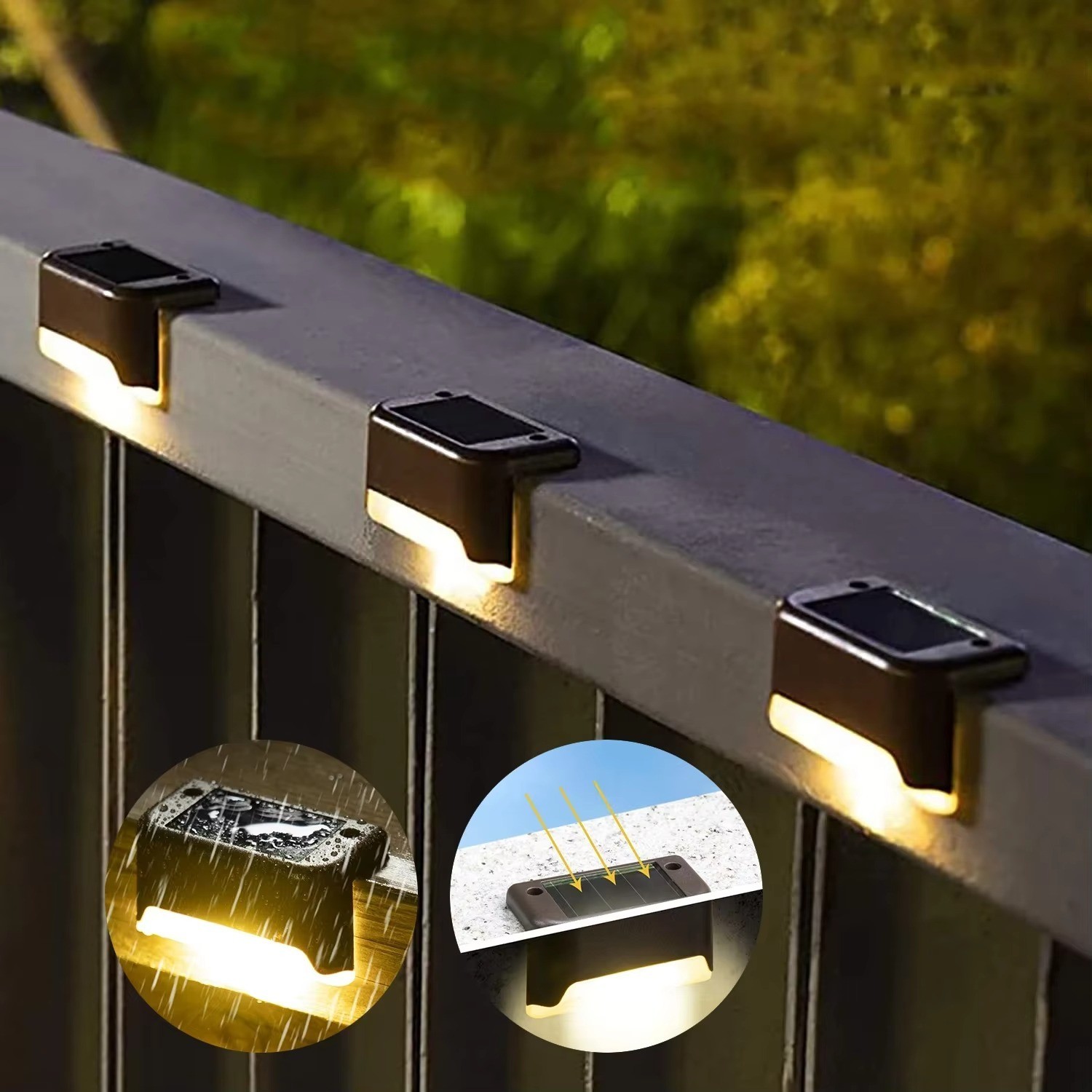 4/8/12/pcs Solar Deck Lights Outdoor Solar Step Lights Waterproof Led Warm White gallery