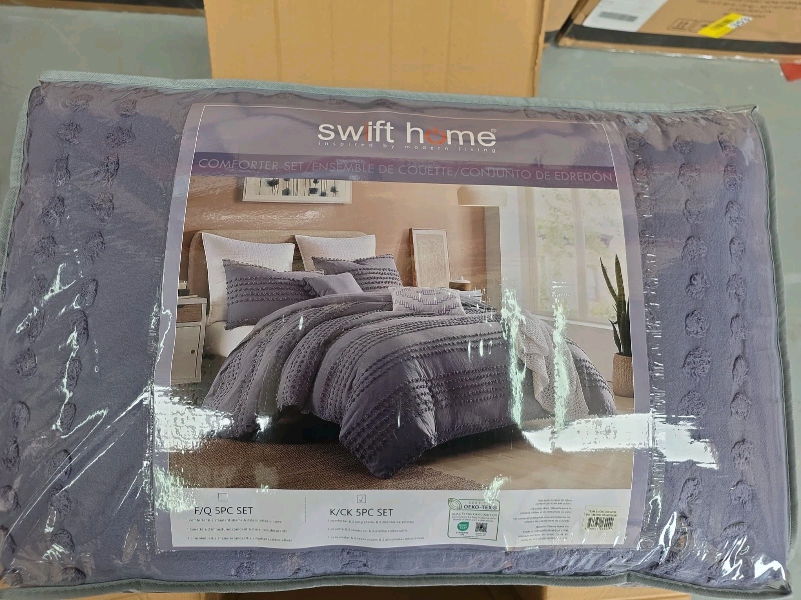 Swift Home King Comforter Set 5pc Marilla Dot Faded Denim Blue NEW gallery