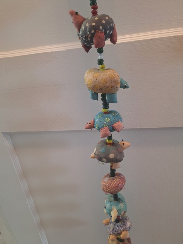 Cloth & Bead 17 Turtle Hanging Mobile, Varied Fabrics, 55" Long, Made In India gallery