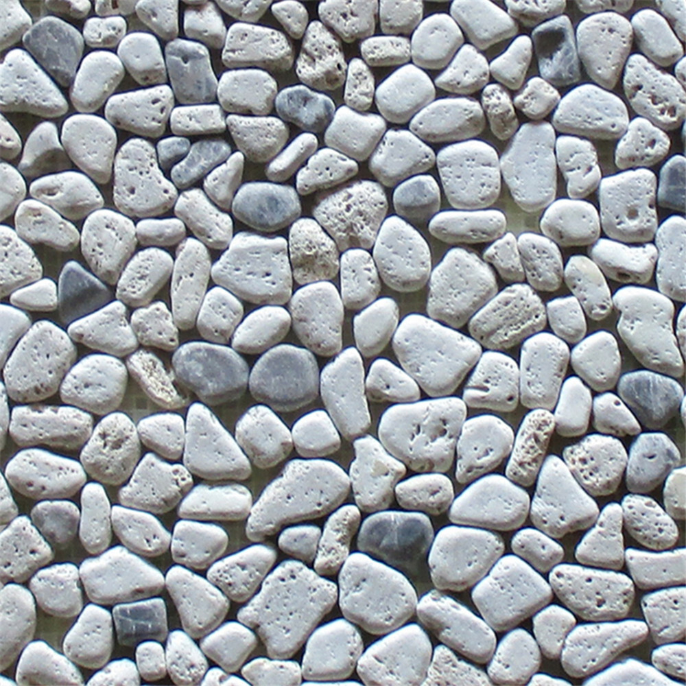 P62T Non Slip Shower Tile Tumbled Pebble Stone Travertine Emperador Marble gallery