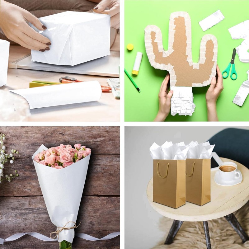 500 Sheets White Tissue Paper Bulk Multi-Size Acid-Free for Shipping Void Fill gallery