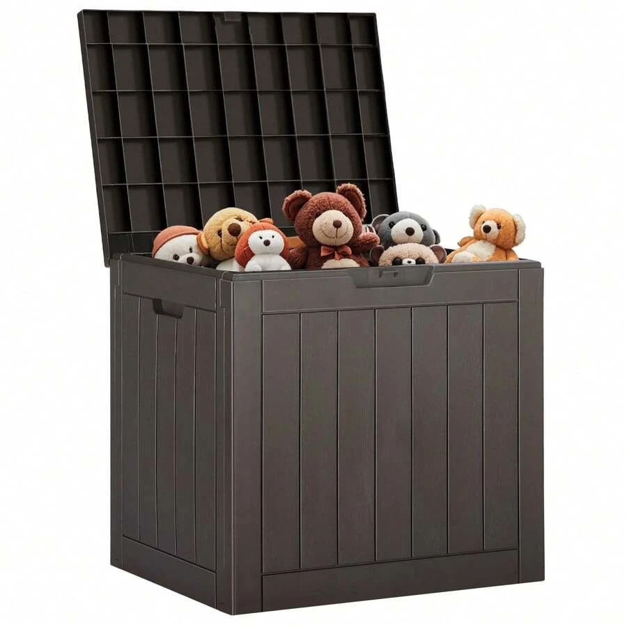 31 Gallon Resin Deck Box Waterproof UV Resistant Outdoor Storage Garden Indoor gallery