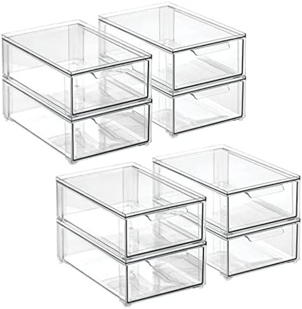 mDesign Plastic Stackable Bathroom Storage Organizer Bin with Pull Out Drawer gallery