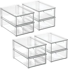 mDesign Plastic Stackable Bathroom Storage Organizer Bin with Pull Out Drawer