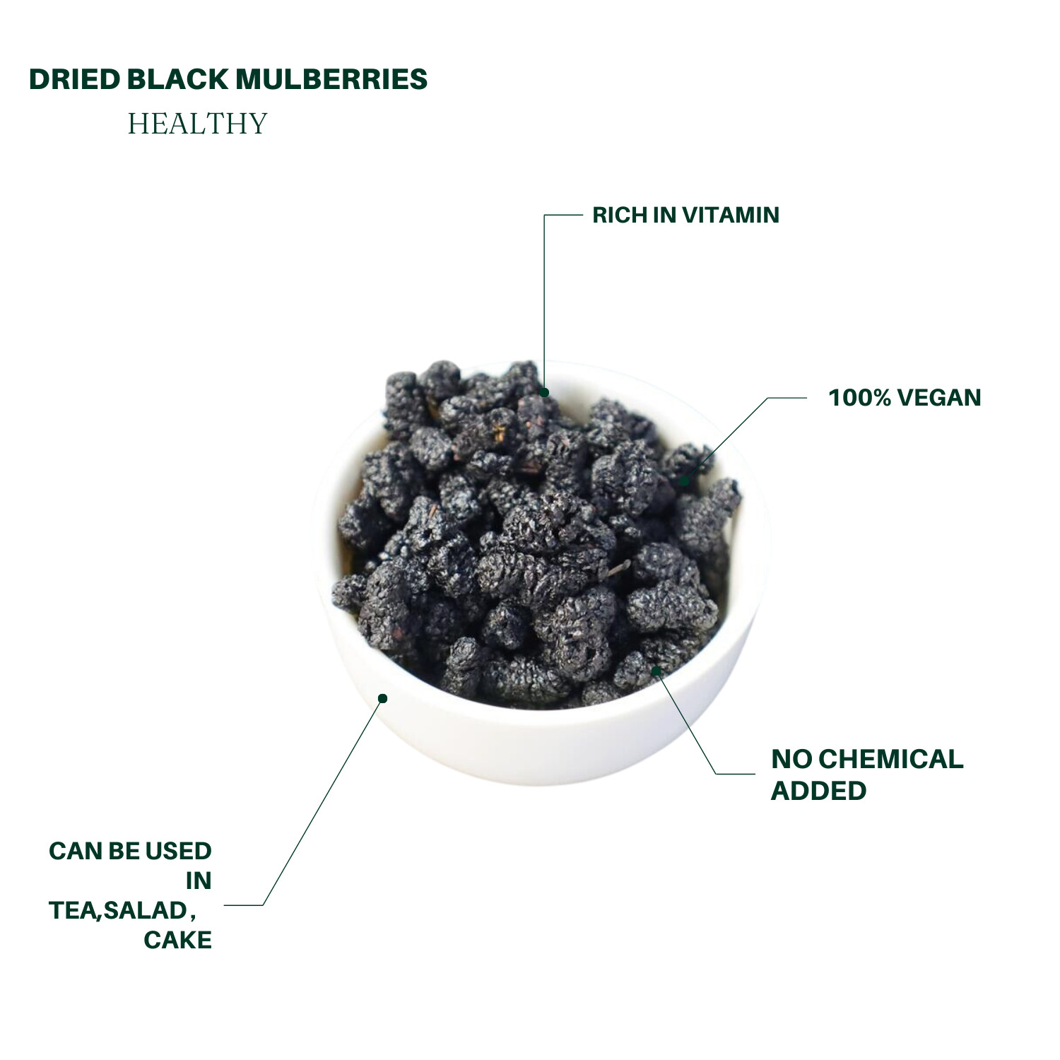 精选桑葚干无籽无沙280g 补肾黑发 泡水喝 Premium Dried Black Mulberries Sun Dried Mulberries 九龍堂 gallery