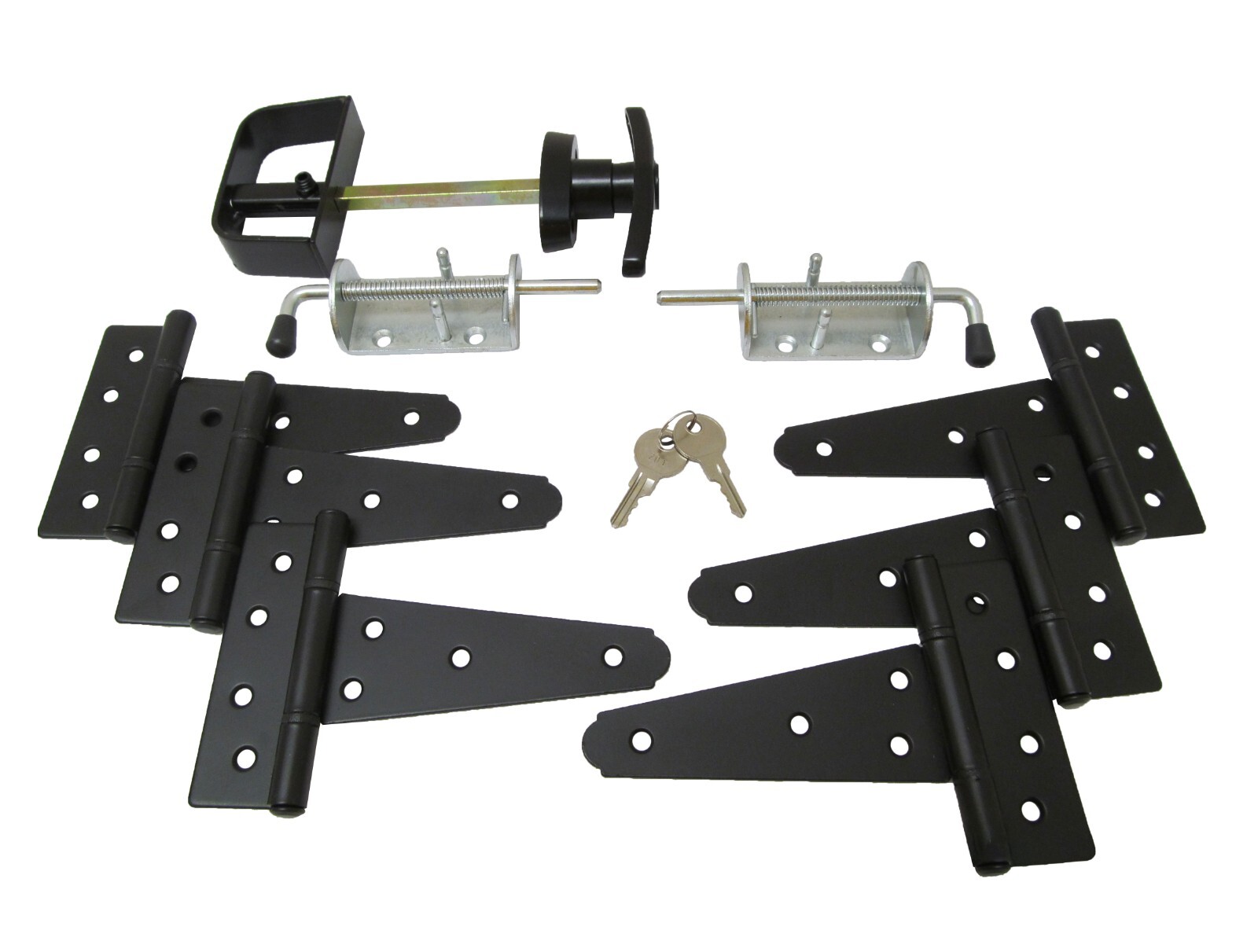 Shed double door hardware kit: 6" Hinges T Handle HD Barrel Bolts Sheds, Gates gallery