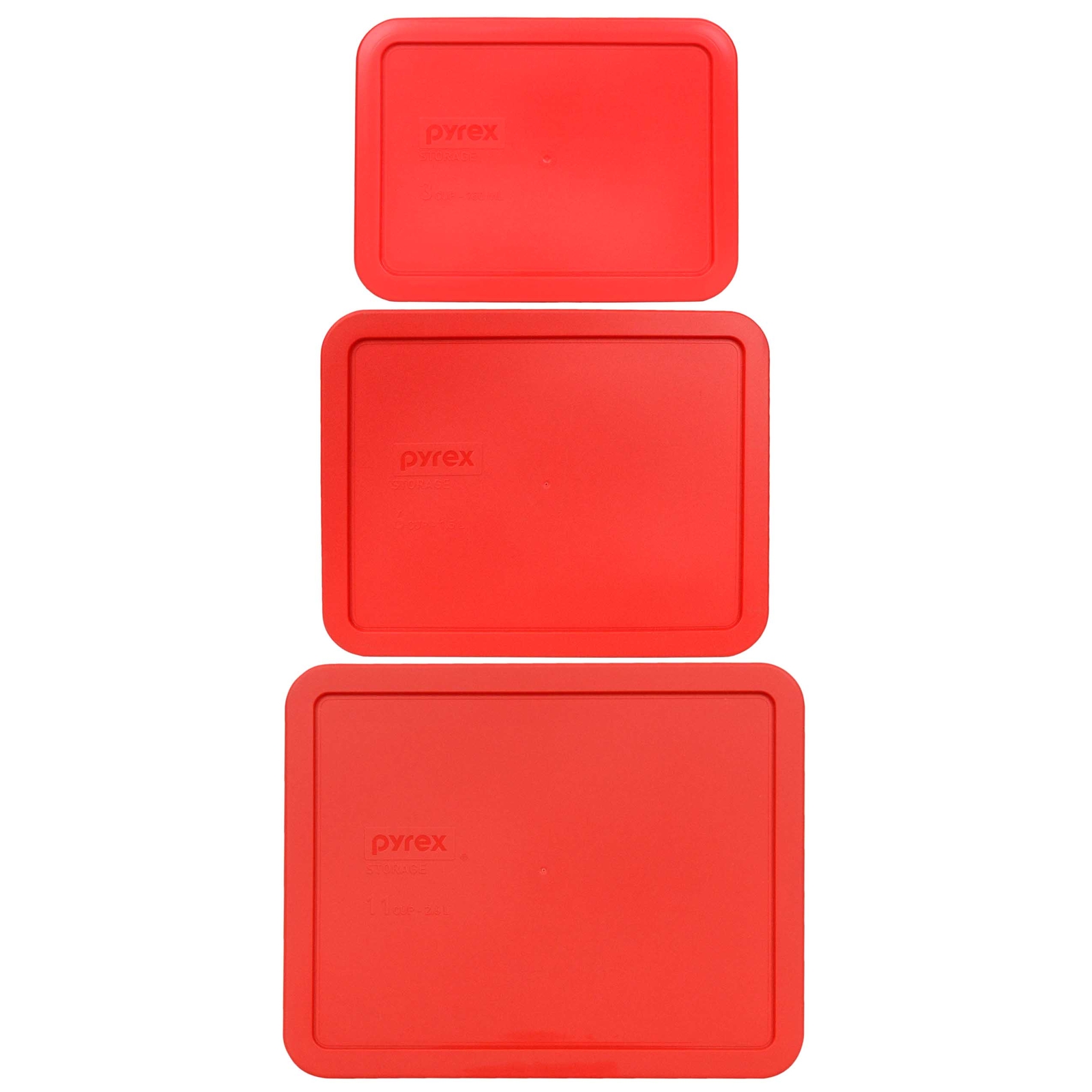Pyrex 7212-PC 7211-PC 7210-PC Red Storage Container Lid 3PK New for Glass Dishes gallery