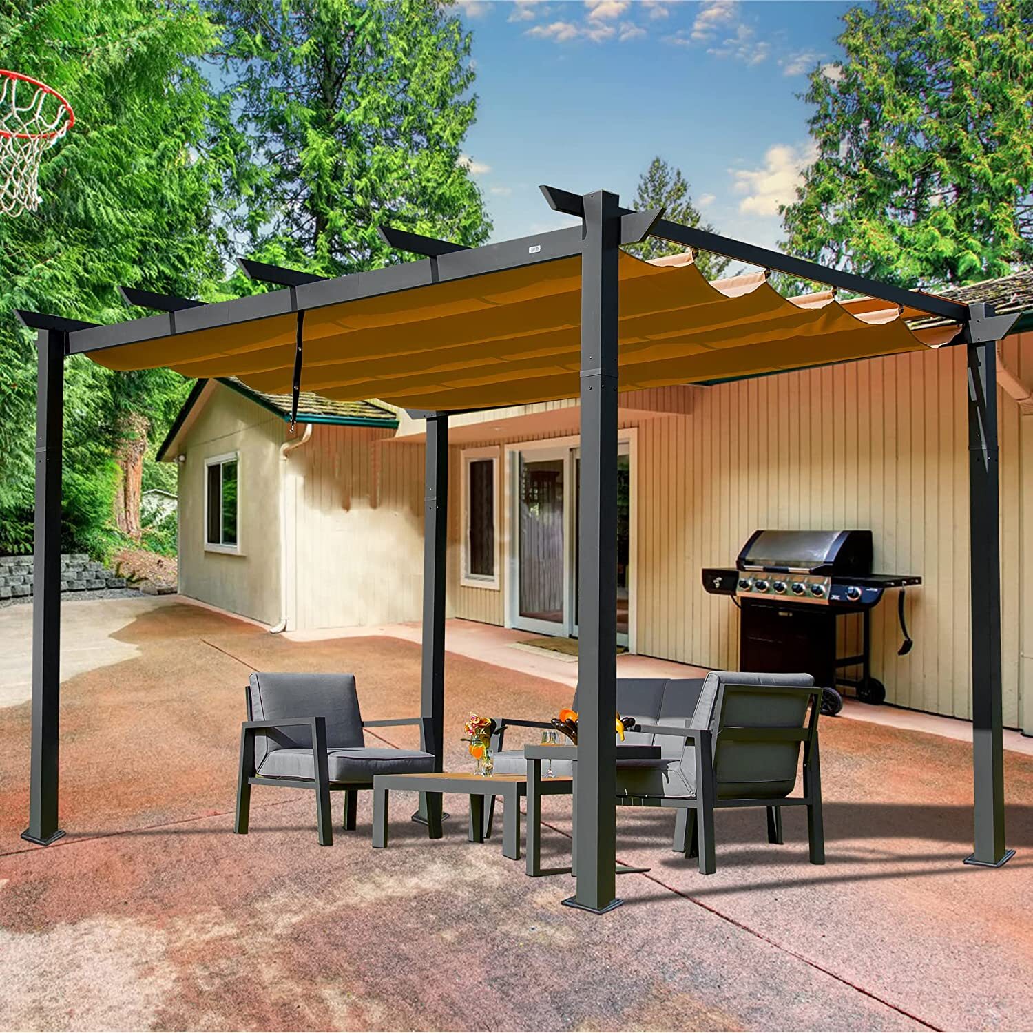 10’ X 13’ Outdoor Retractable Pergola with Weather-Resistant Canopy Aluminum gallery