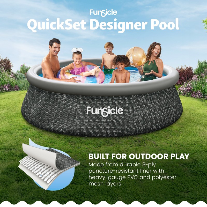 Funsicle 10' x 30" QuickSet Ring Top Above Ground Swimming Pool Dark Herringbone gallery
