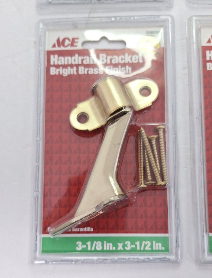 4 Handrail Brackets Bright Brass Finish 3-1/2" 3.5" Sealed Ace Hardware gallery