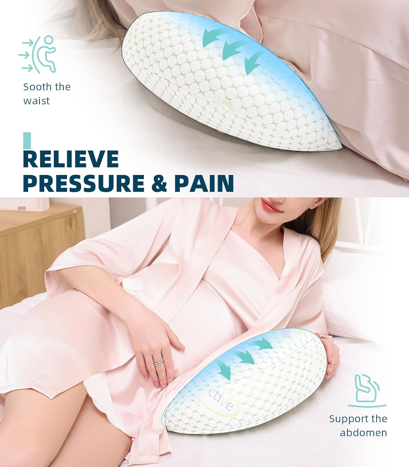 Maternity Pillow for Side Sleepers - Adjustable Support for Back, Belly, and Hip gallery