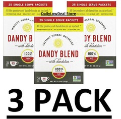 3 PACK – Dandy Blend Instant Herbal with Dandelion-Single Serve Pouches 25 Ct