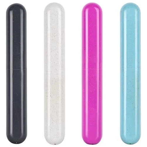 4 Pack Toothbrush Cases Travel Toothbrush Holder Gray, Purple, Blue, Beige gallery