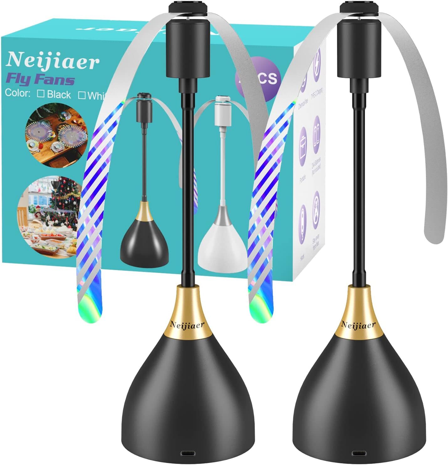 2/3/4PCS Fly Fans for Tables, Fly Repellent Fan Indoor Outdoor for Picnic, Party gallery