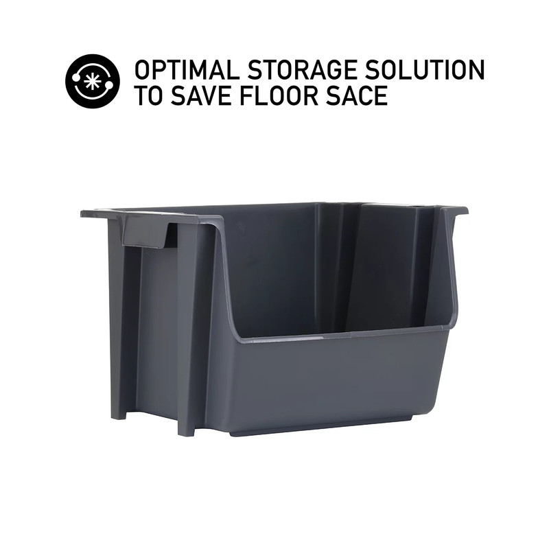 Large Nesting Stack Storage Bin, All, Plastic, Gray gallery