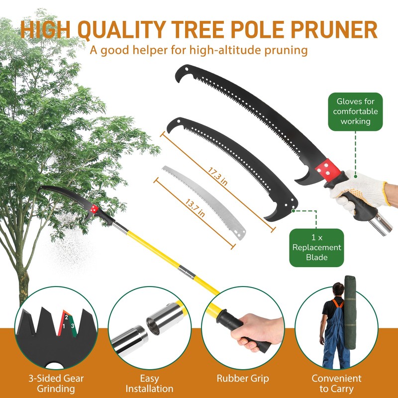 Manual Pole Saw Extendable Tree Pruner 30ft Fiberglass Pole Hook Knife gallery