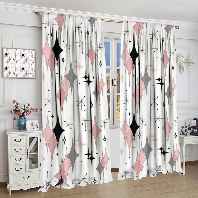 Mid Century Geometry Curtains for Bedroom Living Room Home Kitchen Window Tre... gallery