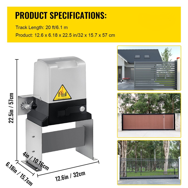 VEVOR 1400Lbs Automatic Sliding Gate Opener Electric Door Operator w/ 2 Remotes gallery