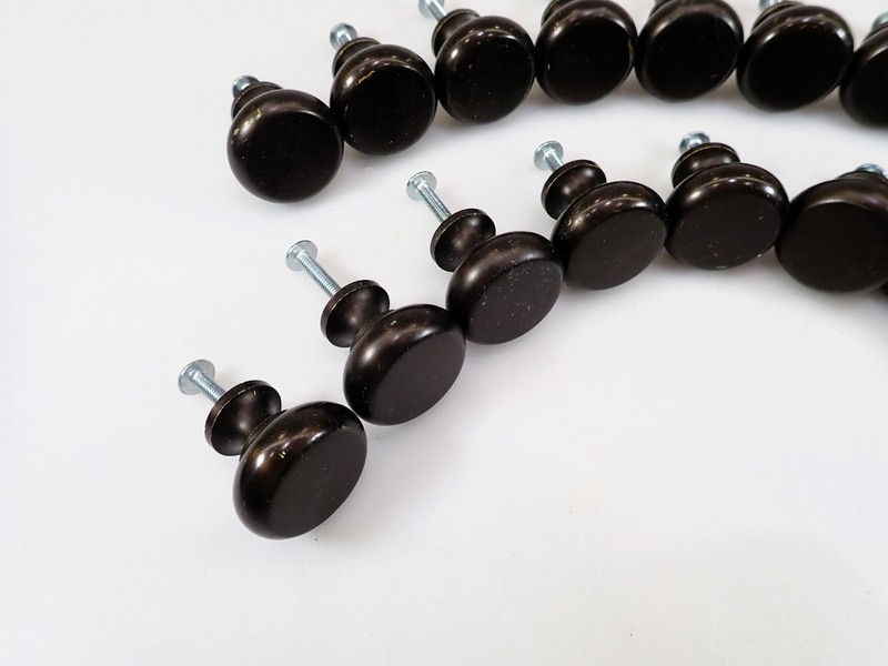 Vintage Solid Brass Cabinet Knobs Lot of 20 Oil Rubbed Bronze Dresser Pulls NOS gallery