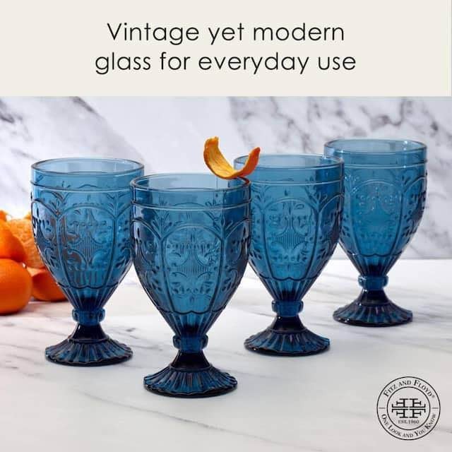 Fitz & Floyd “Trestle” Water or Beverage Glasses - Indigo (Set of 4) gallery