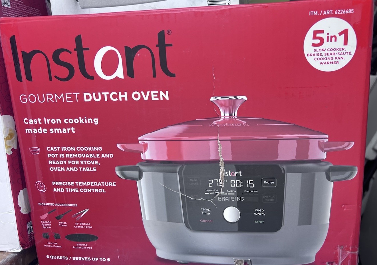 NEW Instant Gourmet Precision 6 Quarts Cast Iron DUTCH OVEN 5 in1 New Sealed Box gallery