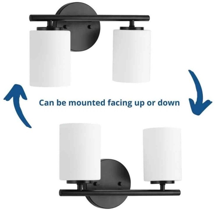 Progress Lighting 13 in. 2-Light Black Etched Glass Bathroom Vanity Light gallery