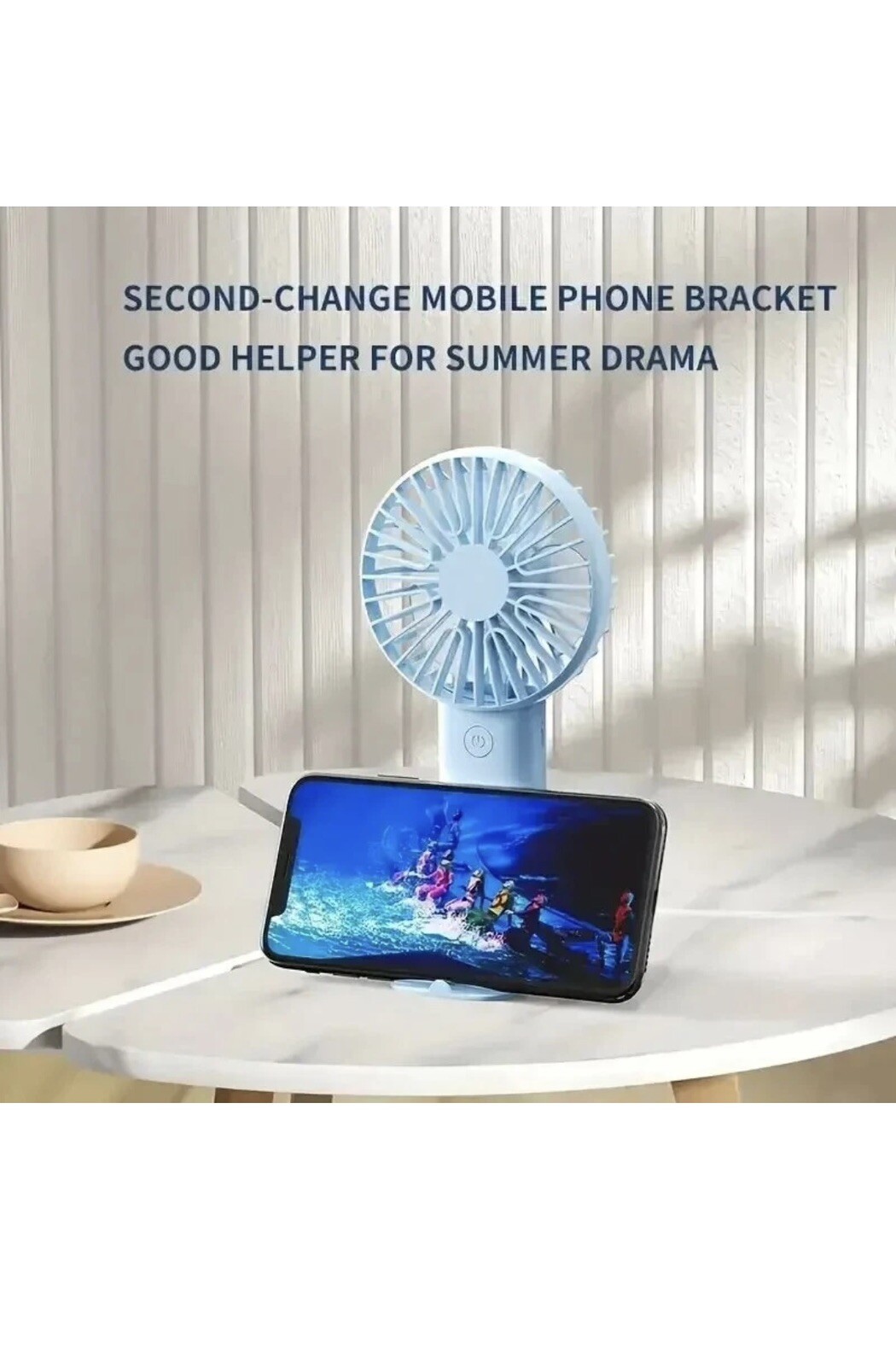 Mini USB Charging Handheld Fan Desktop Small Fan with Mobile Phone Holder Portab gallery