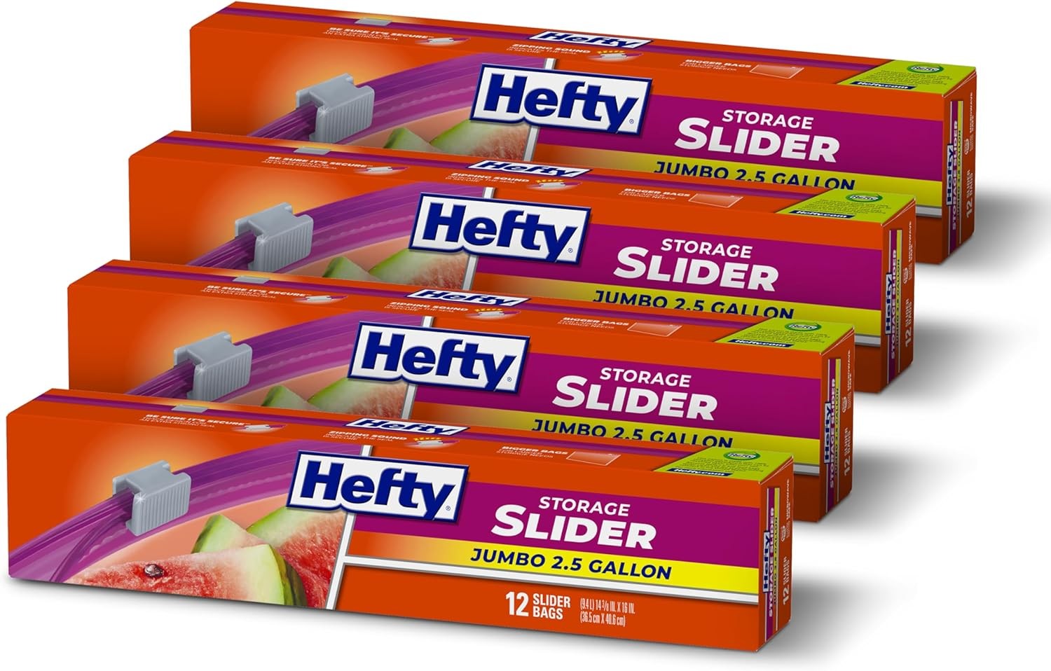 Hefty Slider Jumbo Storage Bags, 2.5 Gallon Size, 12 Count FREE SHIPPING gallery