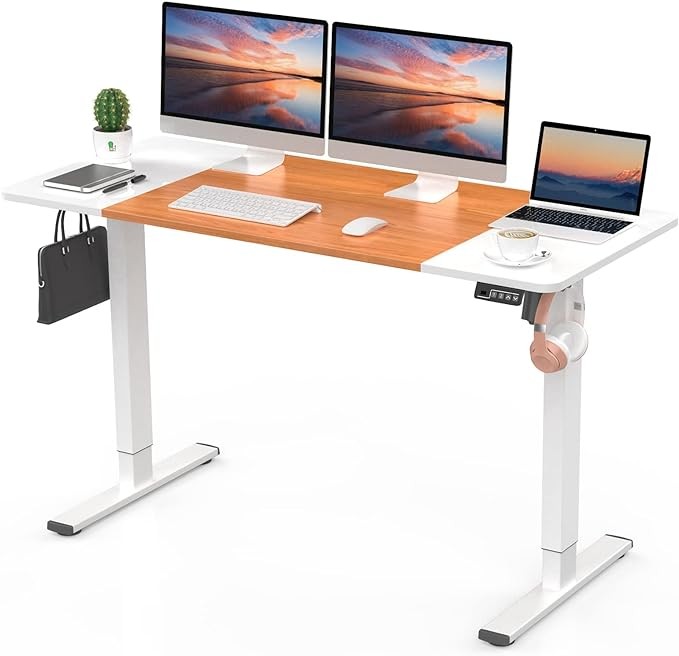 Electric Height Adjustable Standing Desk Sit Stand Computer Desk with Splice Top gallery