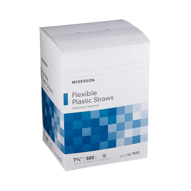 McKesson Disposable Flexible Drinking Straw White Plastic 500 Ct 16-9550 gallery