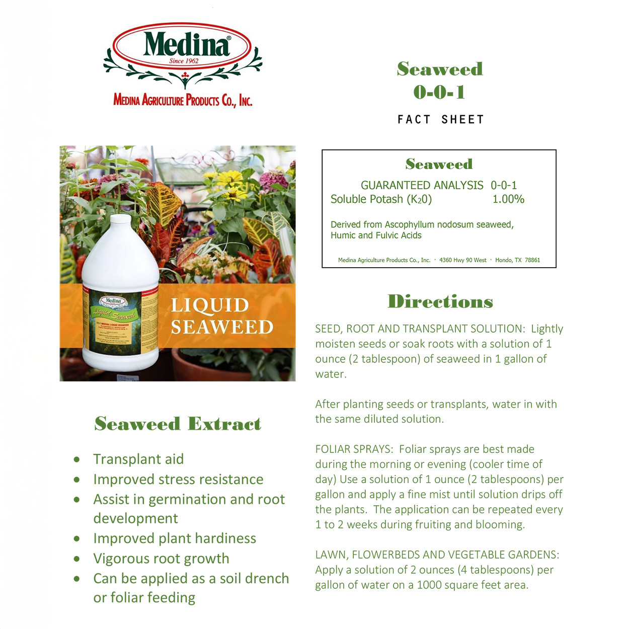 Medina Liquid Seaweed Fertilizer 128 oz Bottle Enhances Plant Growth & Soil gallery