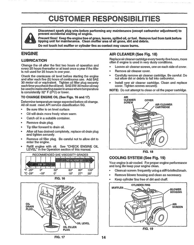Tiller Operator Instruction Manual Fits Craftsman 5HP 17 inch 917.299850 gallery