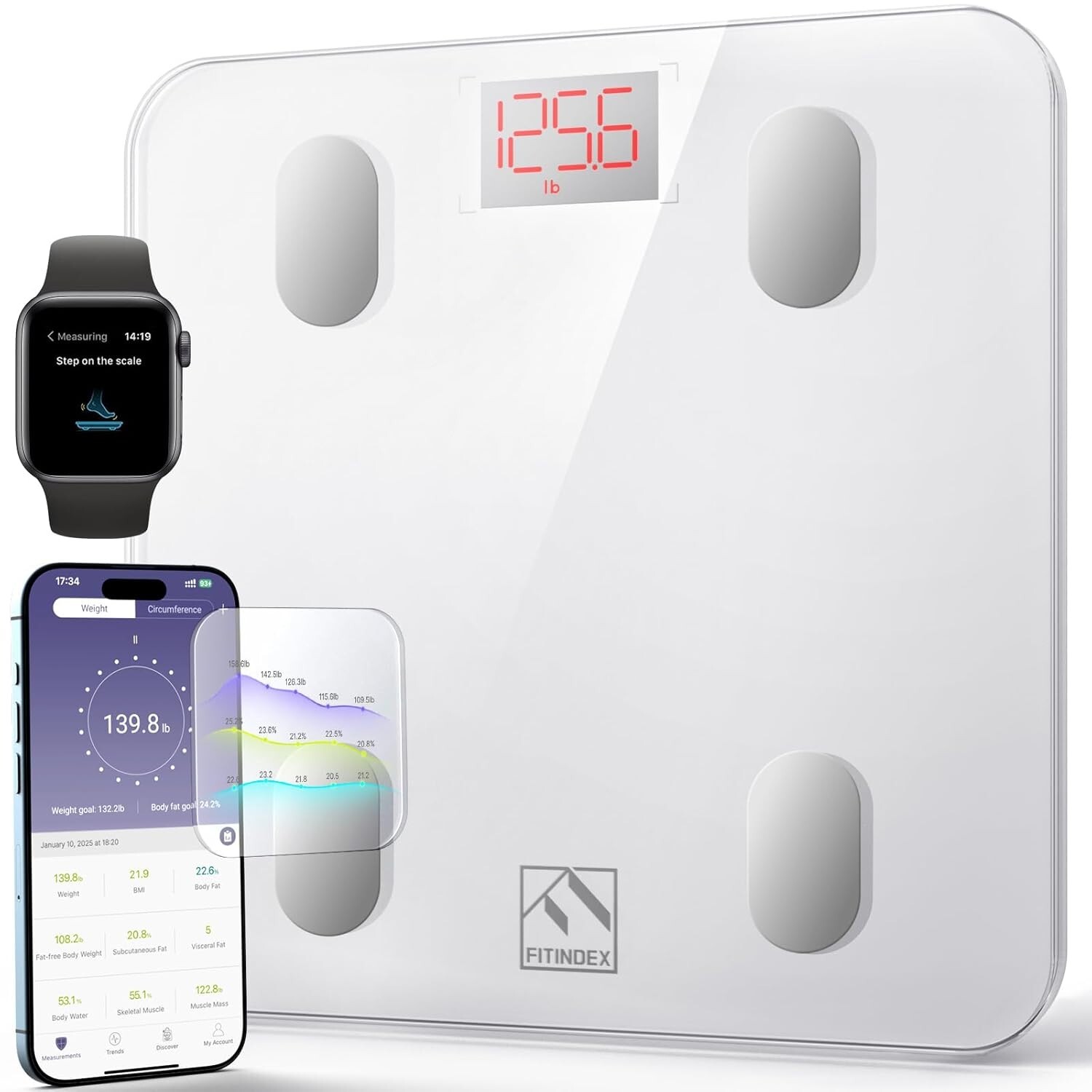 Digital Bathroom Scale for BMI Highly Accurate Smart Bluetooth Scale LCD Display gallery