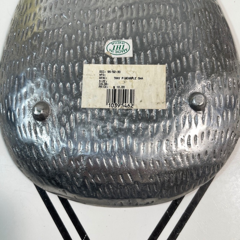 Pineapple‑Shaped Metal Serving Tray Made in India 11¾″ x 6½″ Tropical Decor gallery