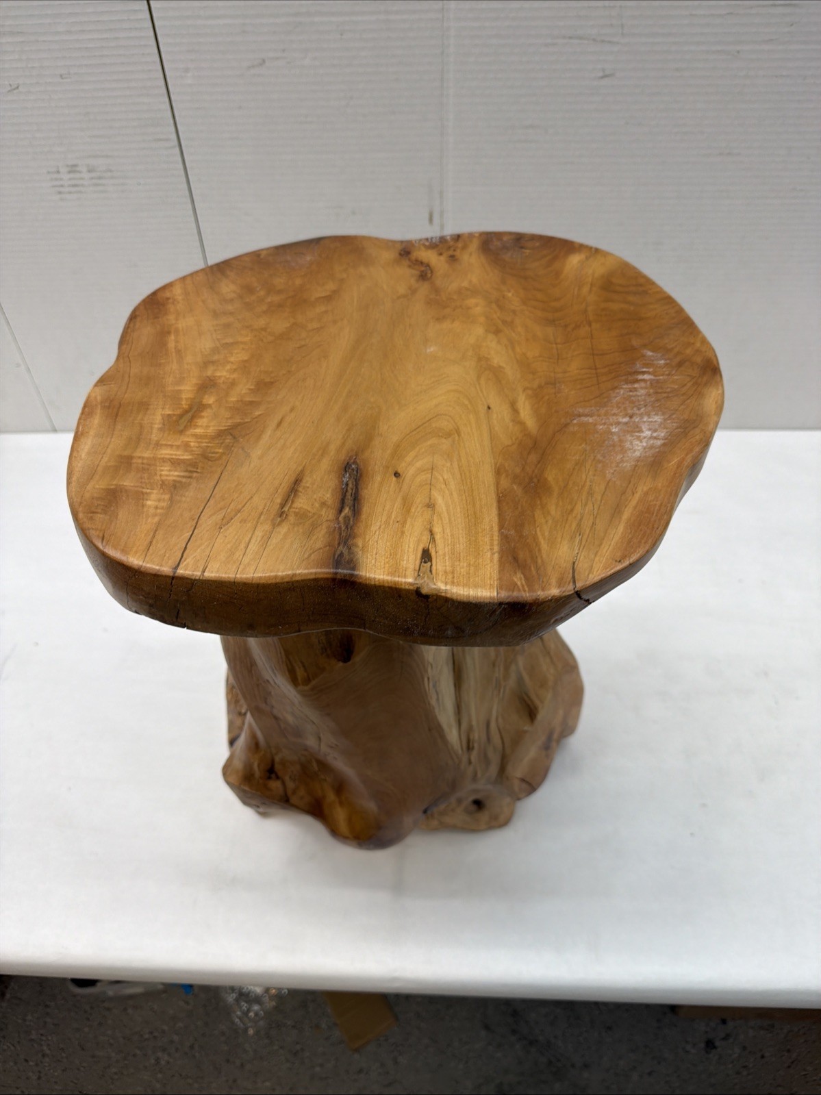 Tree Stump Stool, Handcrafted Teak Stool, Handcarved Wood Stool gallery
