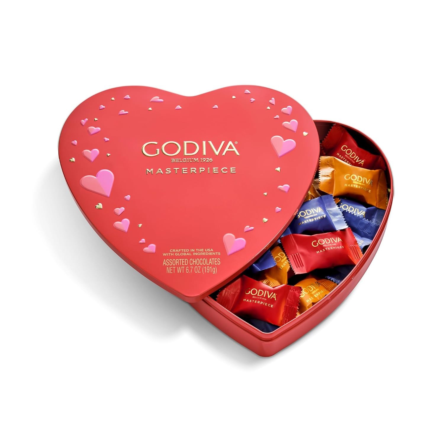 Godiva Belgium Masterpiece Assorted Dark Milk Caramel Chocolates Tin BB 11/2026 gallery