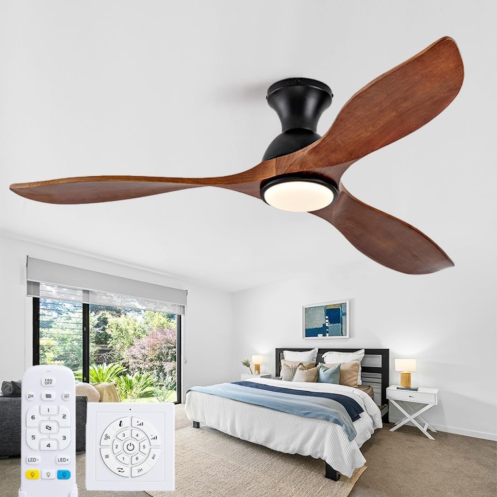 52 Inch Low Profile Ceiling Fans with Lights and Remote, Flush Mount 3 Blade Cei gallery