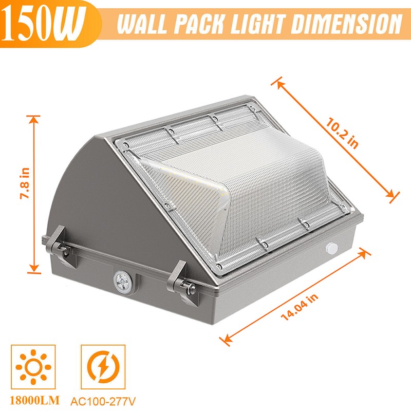LED Wall Pack Light With Photocell - 150 Watts - 120-277V - 18000 lumens - 5000K gallery