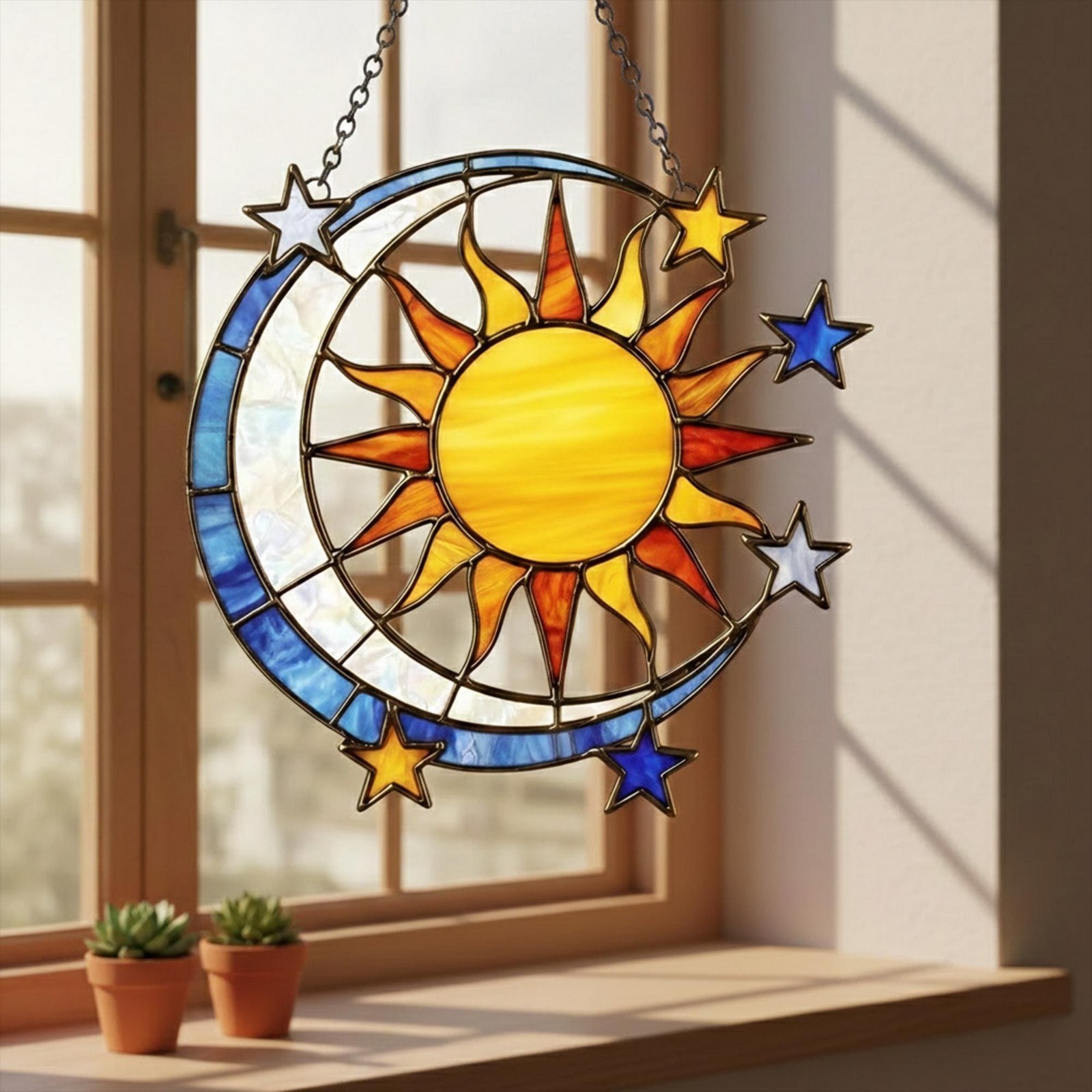 Sun and Moon Acrylic Suncatcher, Style Celestial Window Hanging Decor gallery
