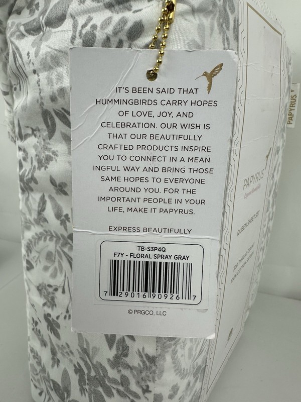 Papyrus Queen Sheet Set Floral Spray Gray 100% Cotton Sateen 300 Thread Count gallery