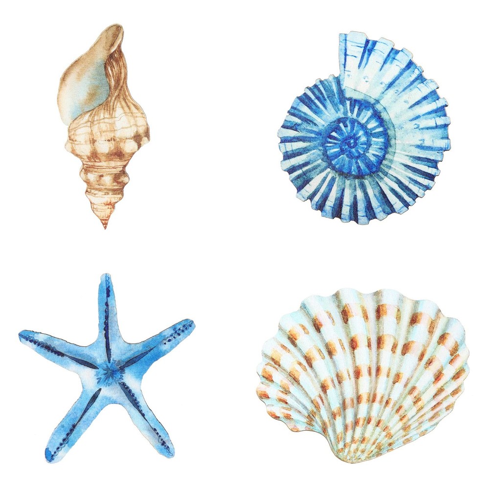 Yookeer 4 Pcs Beach Wall Decor Seashell Starfish Small, as pictures shown