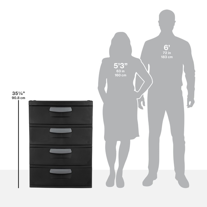 Sterilite 4-Drawer Storage Unit Durable Plastic for Garage, Basement - Dark Gray gallery