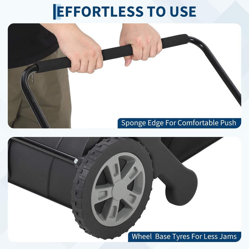21" Push Lawn Sweeper Leaf Grass Collector Adjustable Height Yard Cleaner Tool gallery