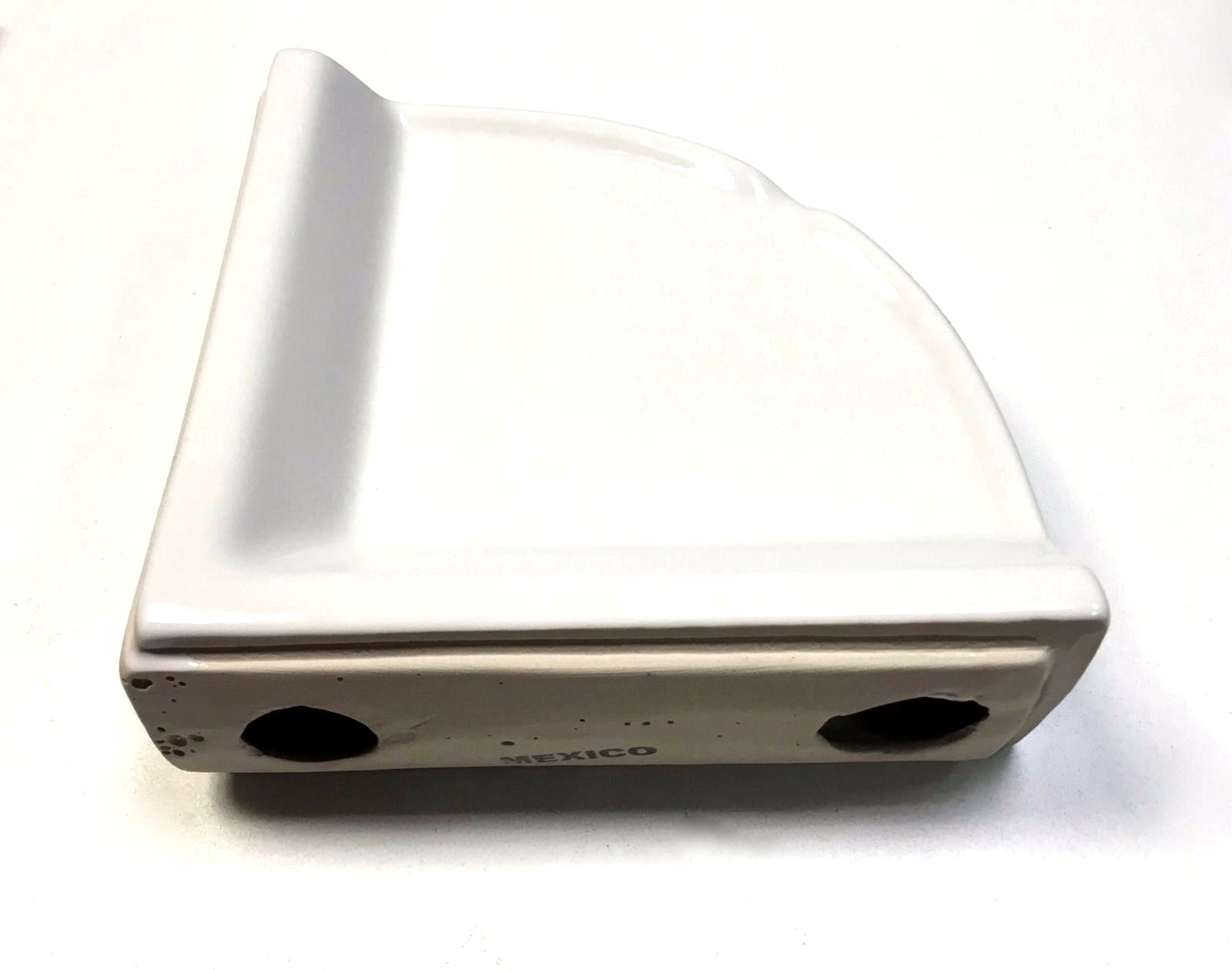 Bath Accessory Shower Corner Shelf White Ceramic Thinset Mount 8-3/4" x 2-5/8" gallery