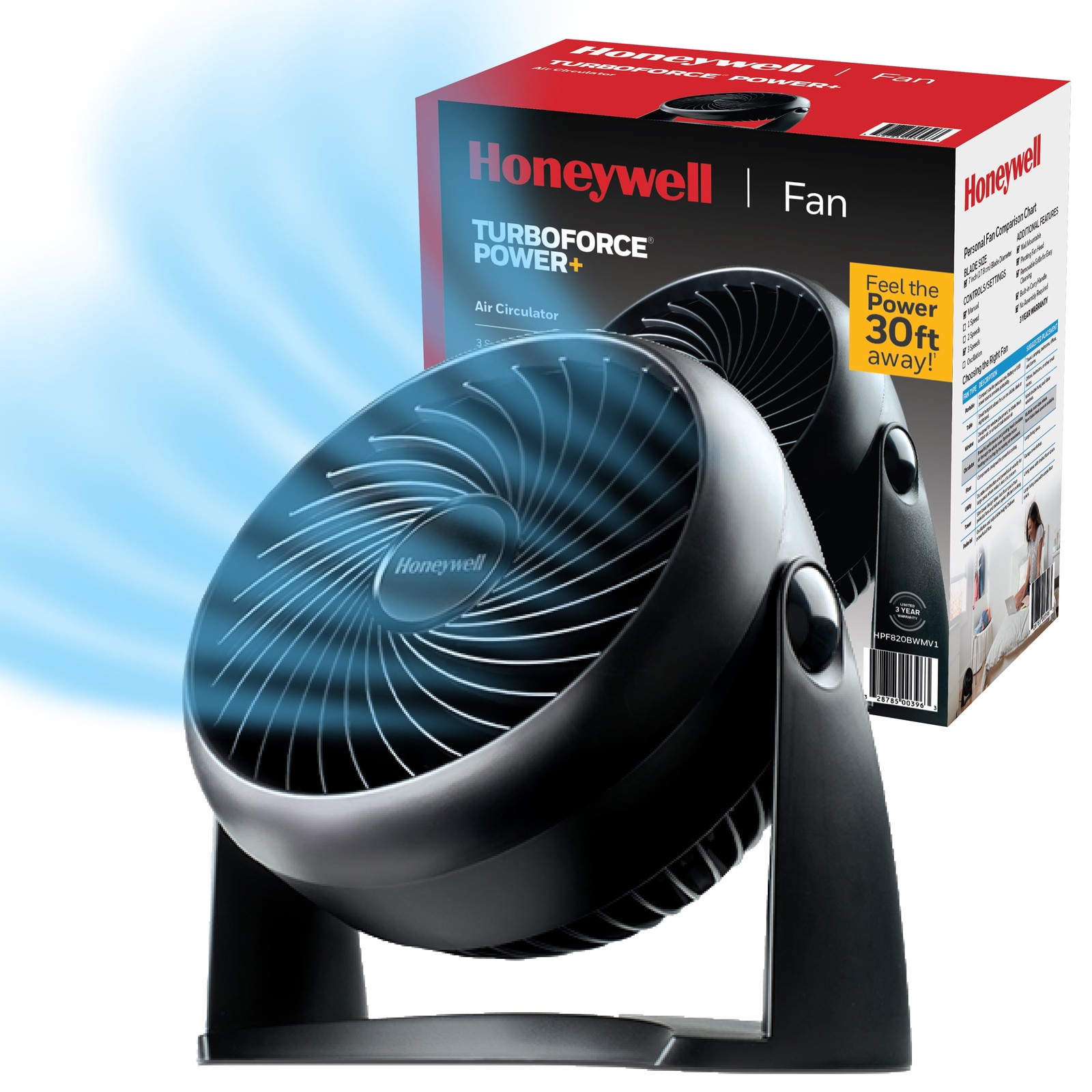 NEW 10” Black Turbo Force Power Table Fan 3 Speed 90° Pivot HPF820BWM gallery